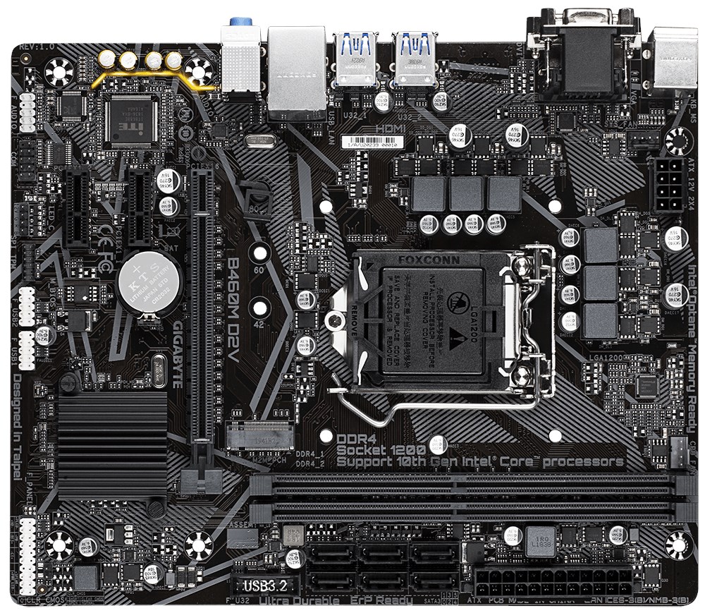 Gigabyte B460M D2V Intel Socket 1200 B460 Chipset MicroATX Motherboard ...