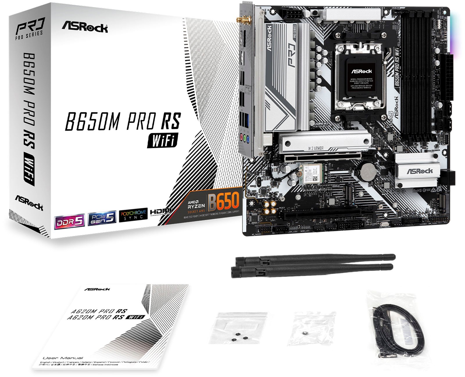 ASRock B650M Pro RS WiFi AMD Socket AM5 Motherboard - 90 