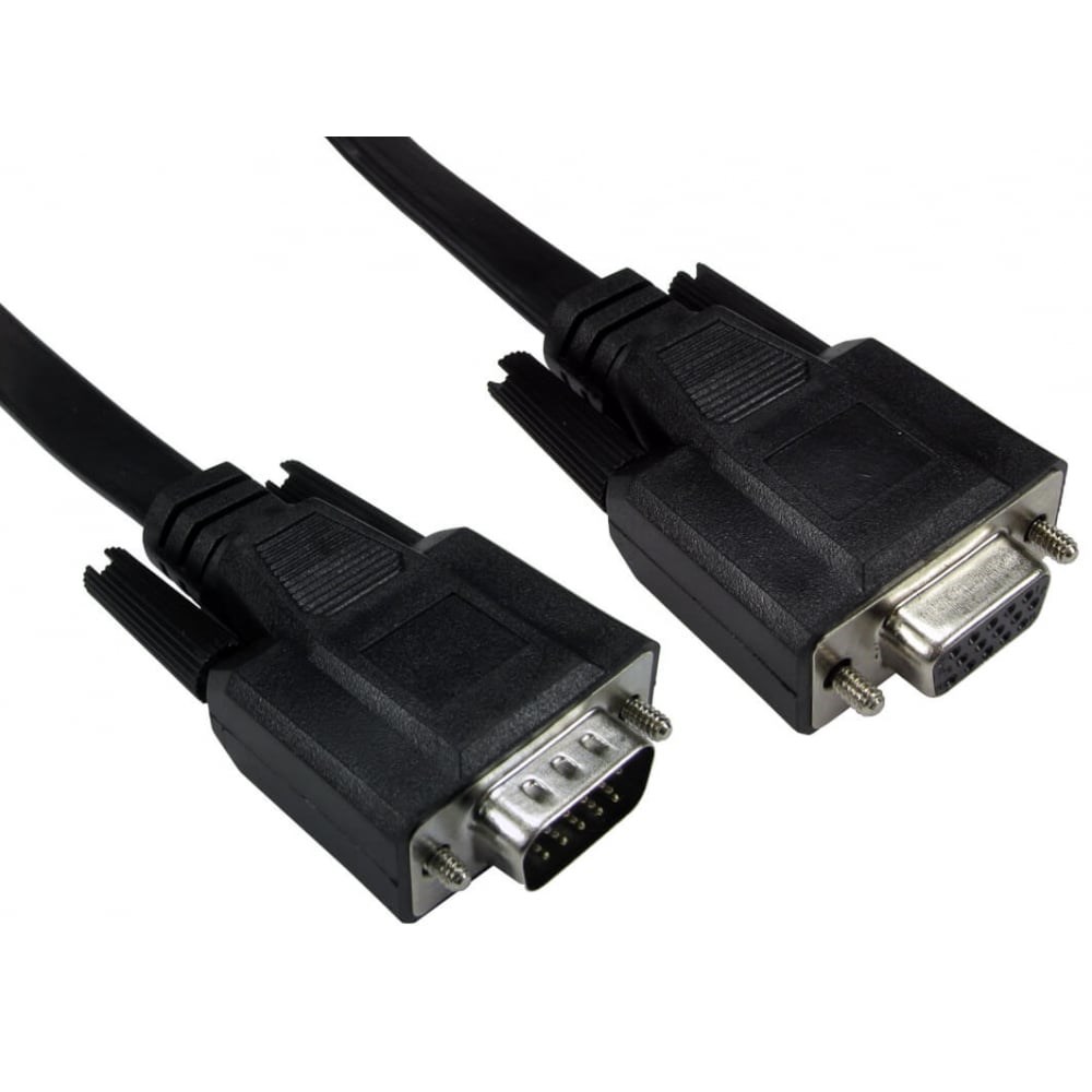 Cables Direct 1m Flat SVGA Extension Cable in Black