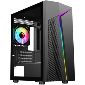 CiT Alpha Micro-ATX Tempered Glass Side Panel PC Gaming Case - Black