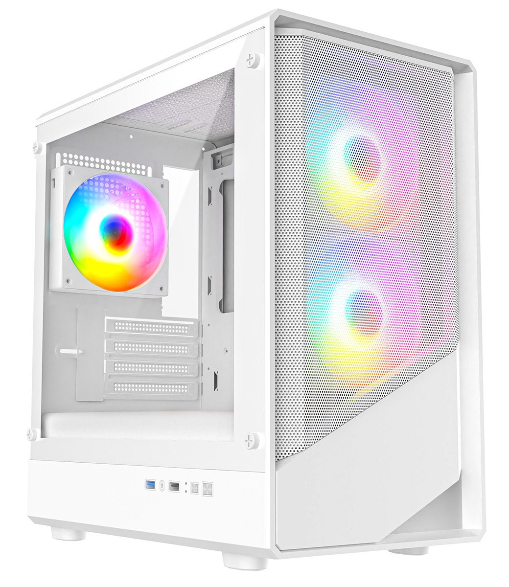 Photos - Computer Case CiT Level 5 Mid Tower Gaming Case - White -LEVEL5-MW 