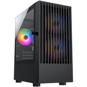 CiT Slammer Mid Tower Gaming Case in Black, mATX Support, Tempered Glass Side Panel, 3x ARGB Fans