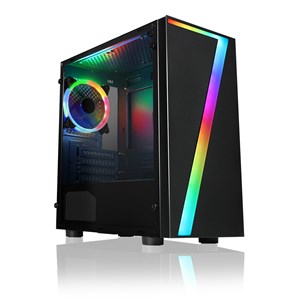 CiT Seven MATX Gaming Case Rainbow RGB Strip, 1 x Rainbow RGB Fan Acrylic Side