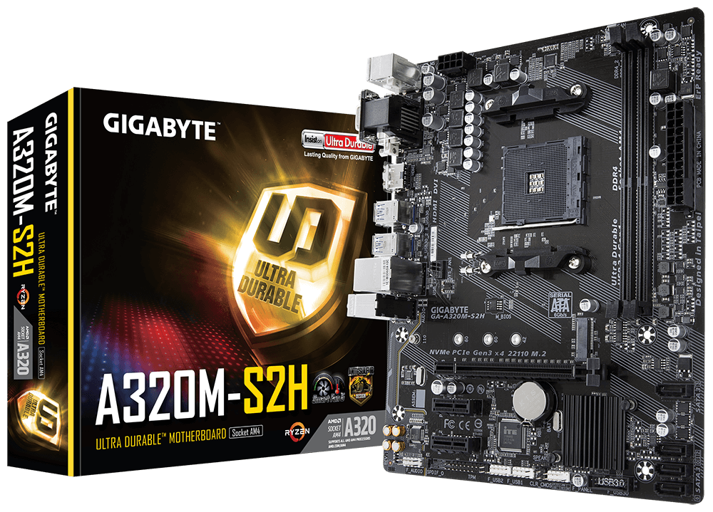 Gigabyte A320M-S2H mATX Motherboard for AMD AM4 CPUs