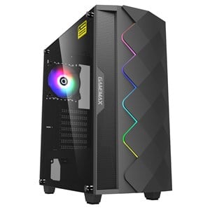 GameMax Diamond Mid Tower ATX Gaming Case in Black with Tempered Glass, 1x ARGB Fan, 1x ARGB Strip