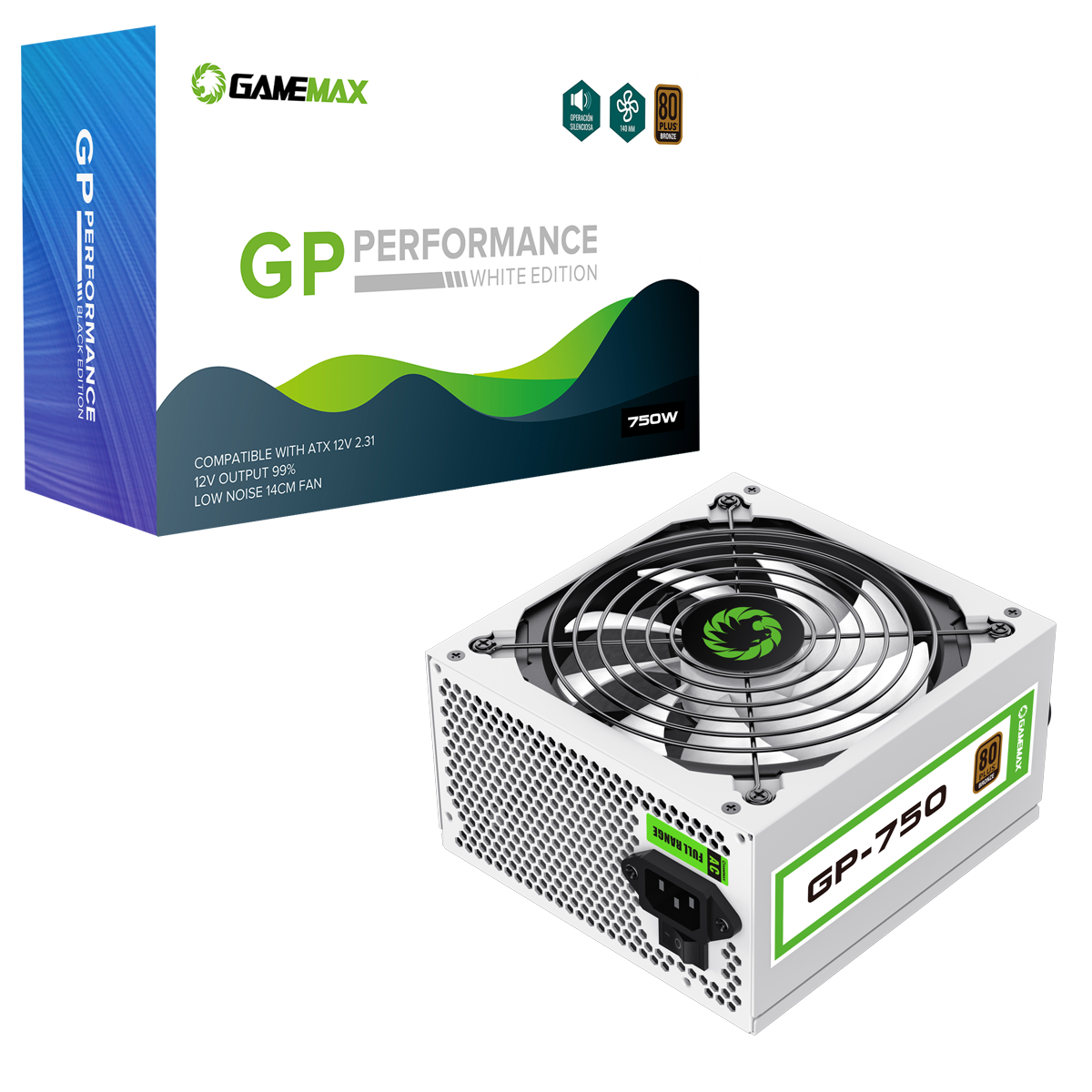 GameMax GP750 White 750W 80 Plus Bronze Power Supply