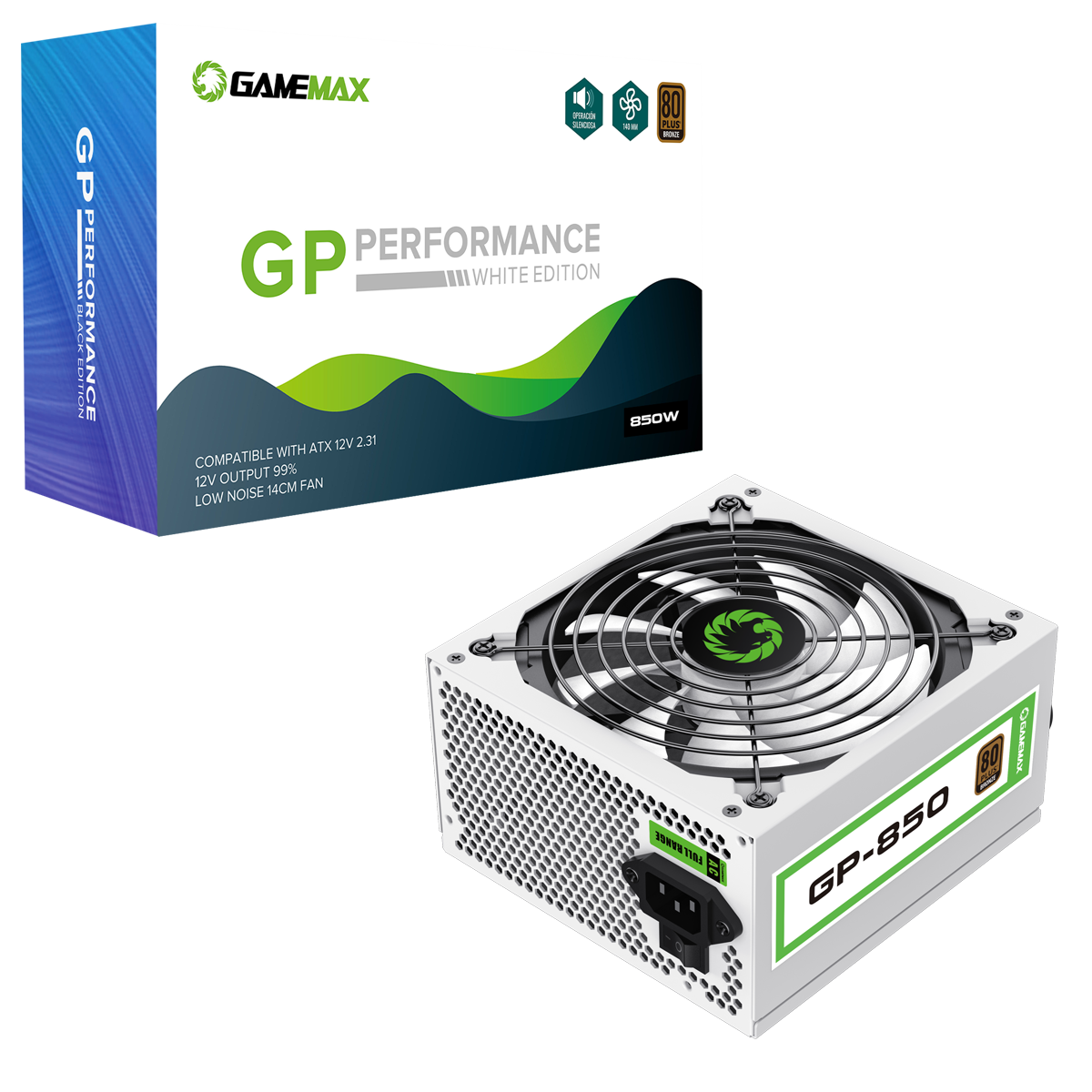 GameMax GP850 White 850W 80 Plus Bronze Power Supply