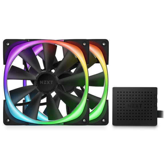 NZXT Aer RGB 2 140mm Twin Starter Pack of Chassis Fans in Black with Fan  Controller - HF-2814C-DB | CCL