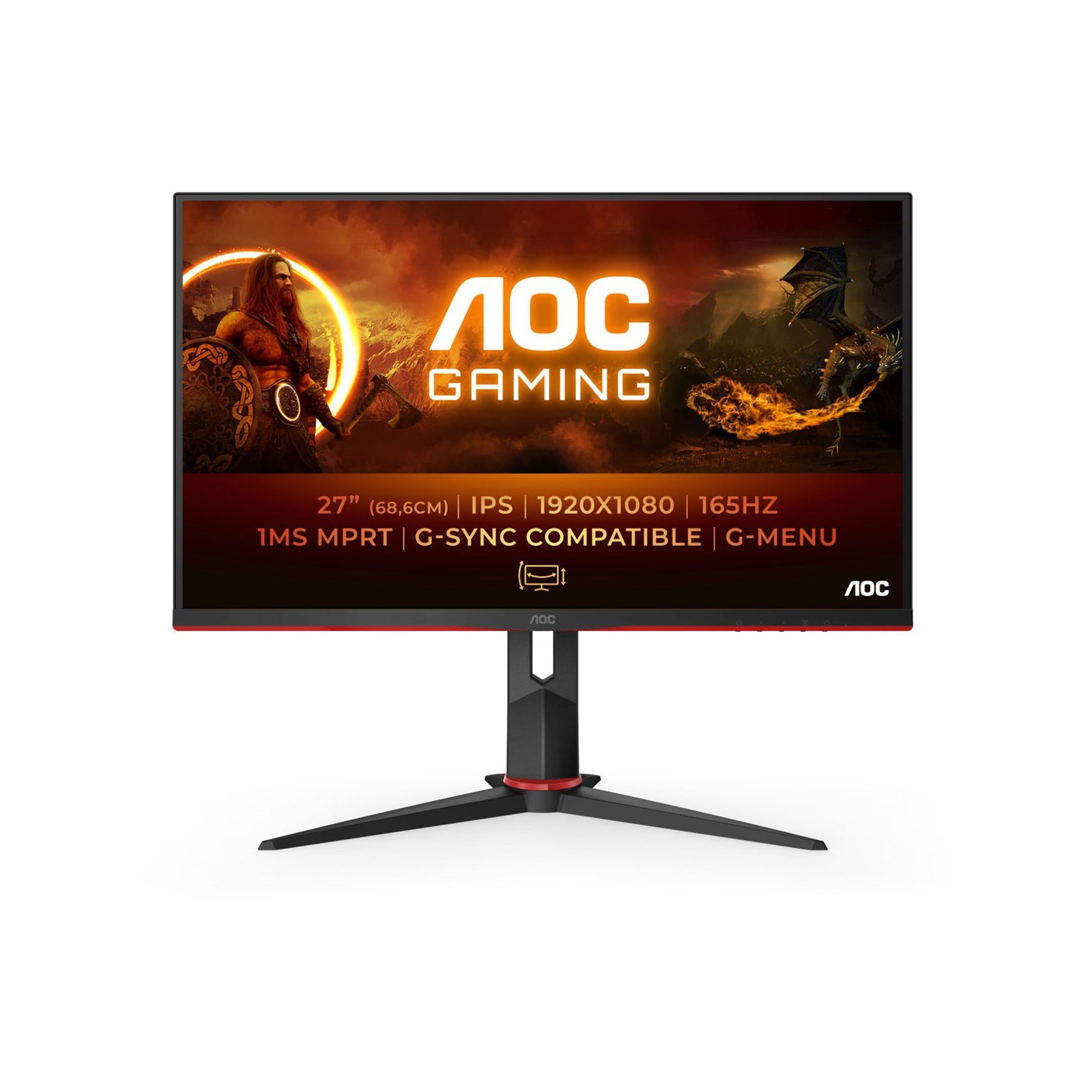 AOC 27G2 27 Frameless Gaming IPS Monitor, FHD 1080P, 1ms 144Hz, NVIDIA  G-SYNC Compatible + Adaptive-Sync, Height Adjustable, 3-Year Zero Dead  Pixel