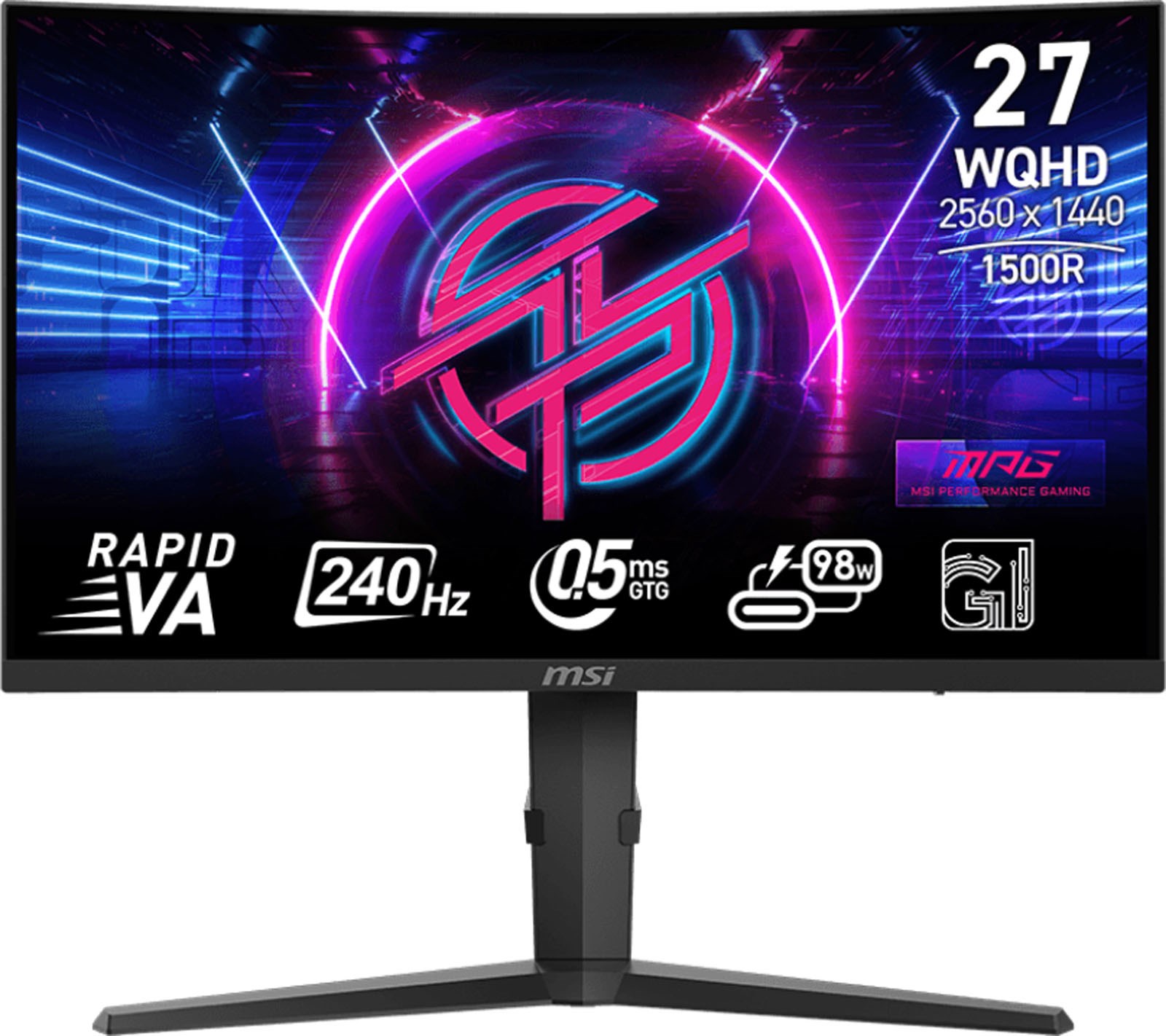 MSI MPG 275CQRXF 27" QHD 1440p Curved Gaming Monitor - VA, 240Hz, 0.5ms, HDMI