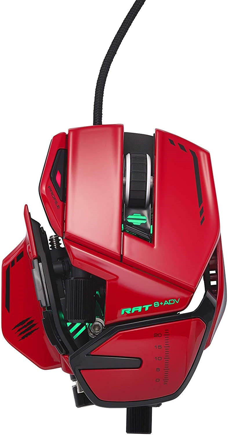 Mad Catz R.A.T. 8+ ADV Highly Customizable Optical Gaming Mouse In Red