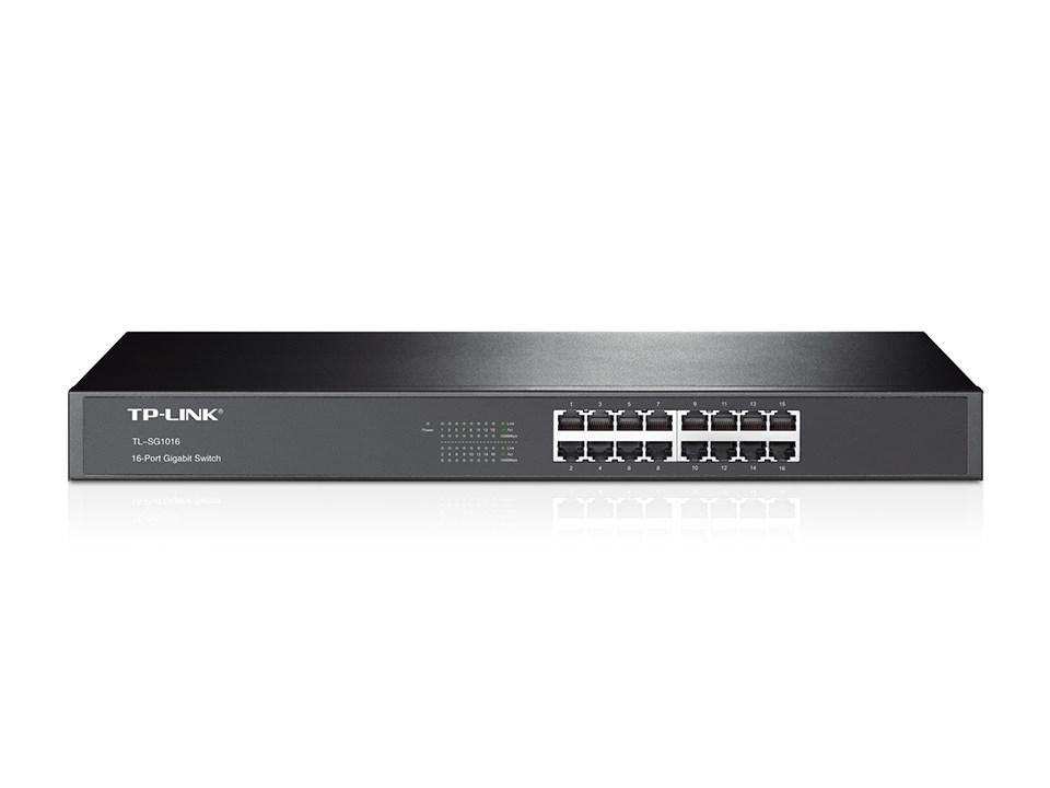 TP-Link TL-SG1016 16-Port Unmanaged Gigabit Rackmount Switch (Black ...