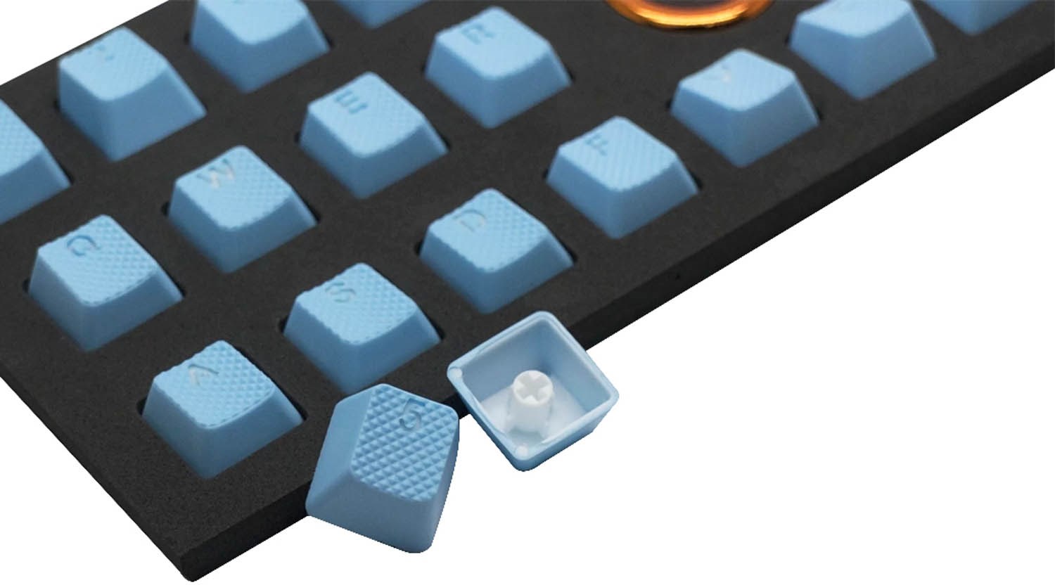 tai hao neon blue rubber keycaps