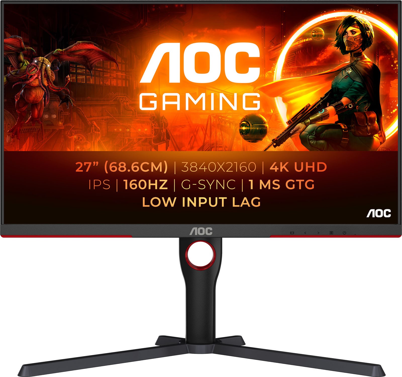 Photos - Monitor AOC U27G3X/BK 27" 4K Gaming  - IPS, 400 nits, 160Hz, 1ms, HDMI, DP 