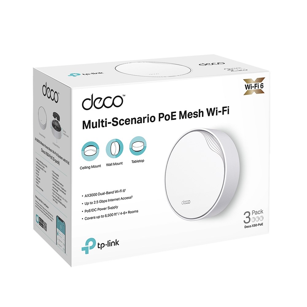 TP-Link X50-PoE AX3000 Whole Home Mesh Wi-Fi 6 System With PoE