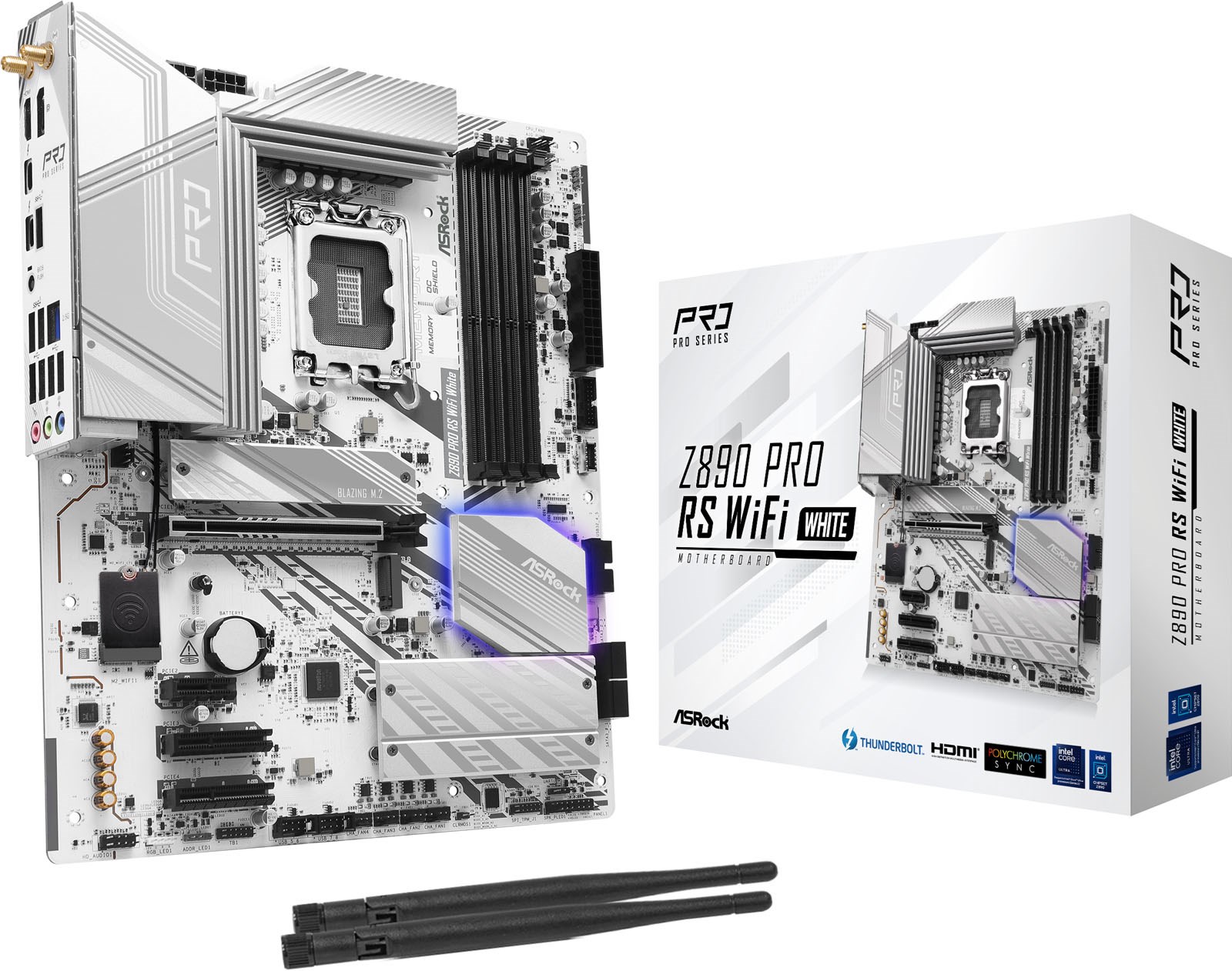 ASRock Z890 Pro RS WiFi White ATX Motherboard For Intel LGA1851 CPUs