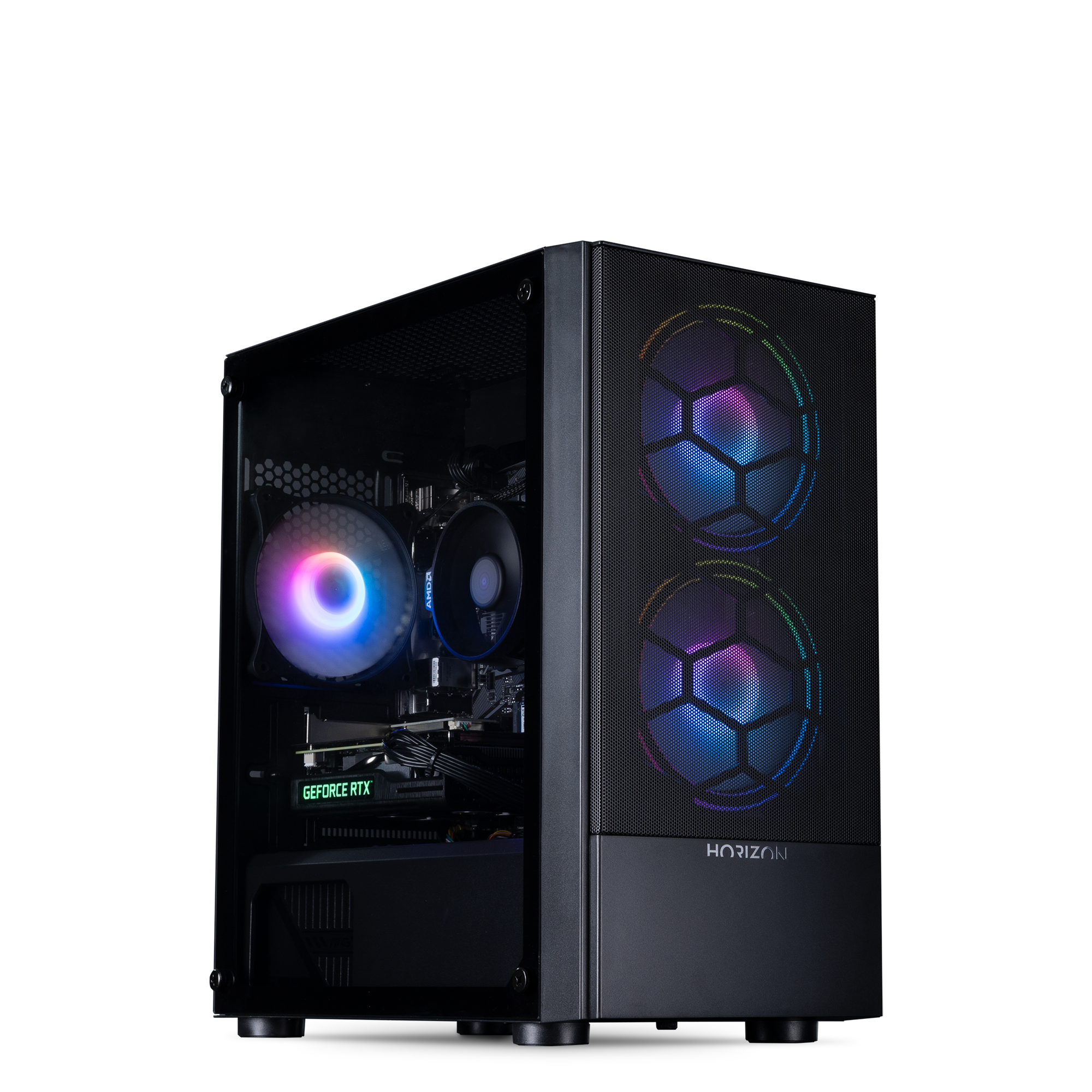 A black mid-tower gaming PC