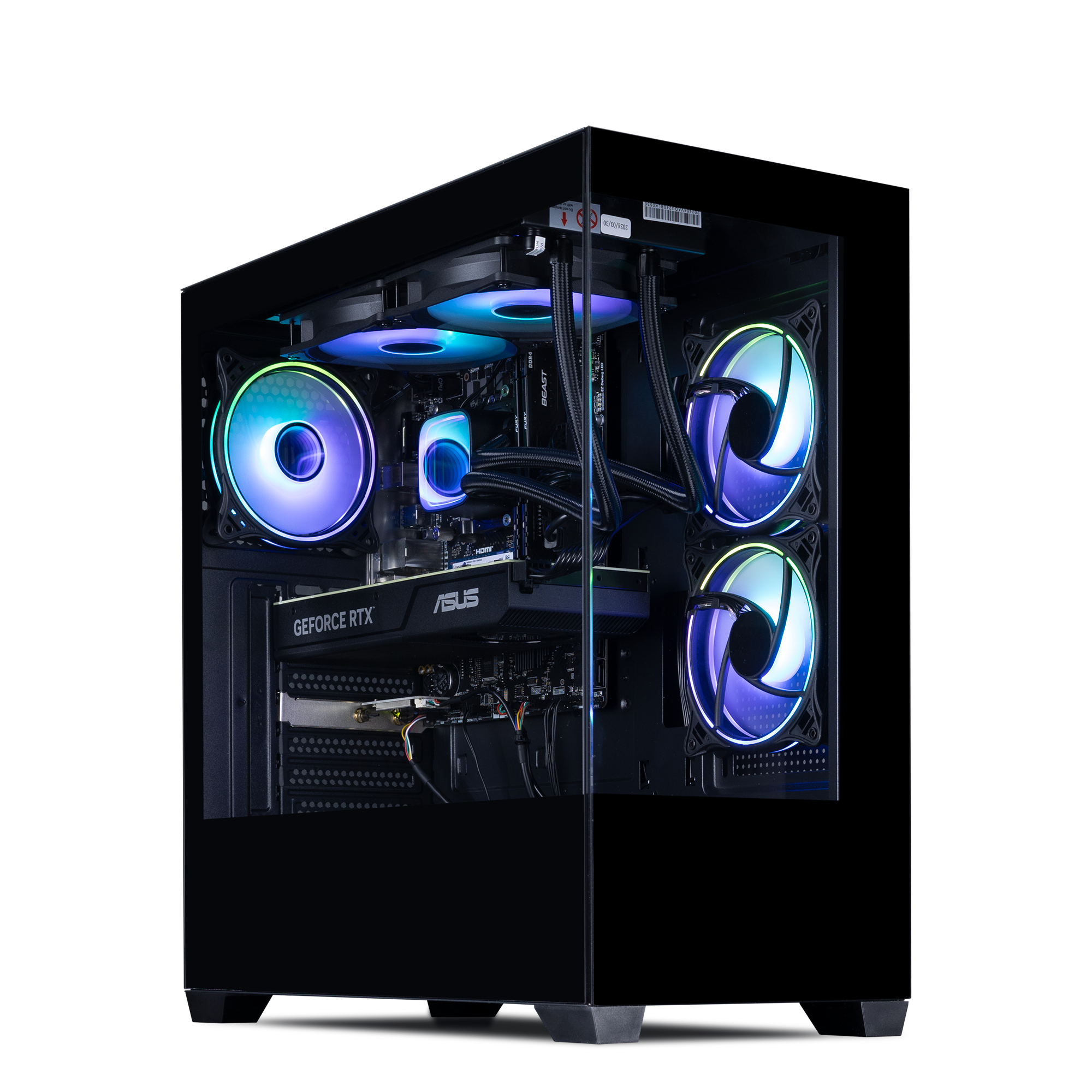 A black mid-tower gaming PC