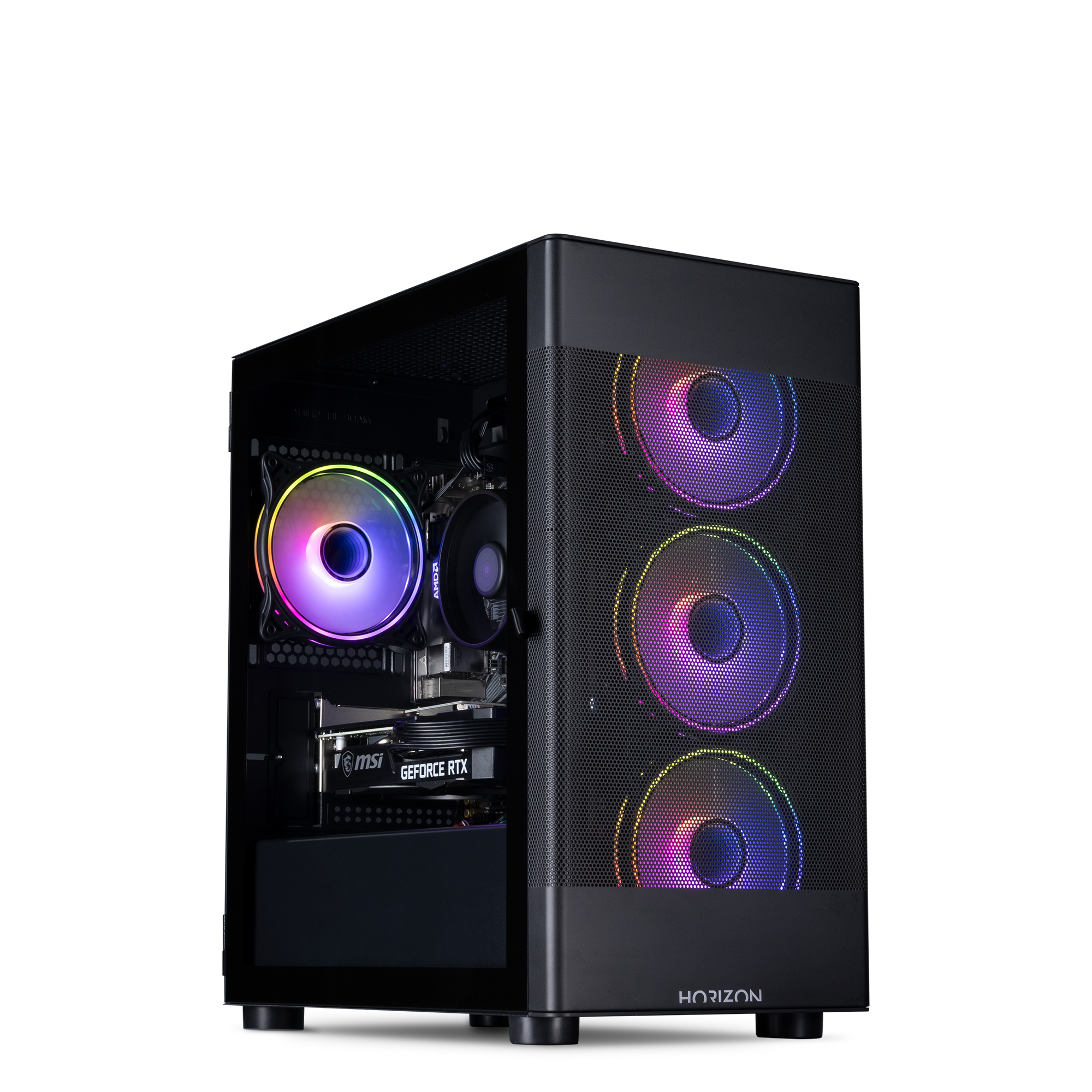 A black mid-tower gaming PC